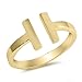 Gold-Tone Open Bar Gap Modern Stackable Ring 925 Sterling Silver Band Size 6
