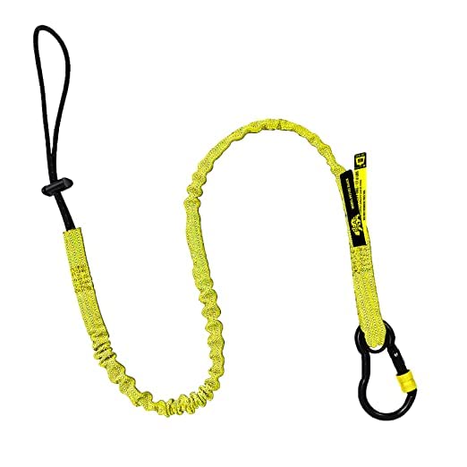BearTOOLS New Yellow Safety Lanyard Tether With Captive Eye Screw Lock Carabiner Aluminum, Universal Adjustable Loop End, Stop the Drops Weight Limit 8KG / 17.6lb Fall Restraint (1)
