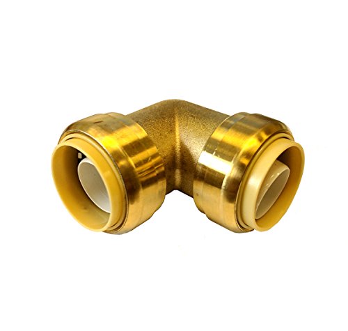 Libra Supply Lead Free 1 x 3/4 inch 90 Degree Push-Fit Elbow, Push to Connect, (Pack of 5 pcs, Click in for more size options), 1'' x 3/4'', 1 x 3/4-inch Brass Pipe Fitting Plumbing Supply