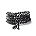 ARZASGO Men Women 108 Obsidian Crystal Prayer Bead Multilayer Stretch Bracelets Meditation Mala Beads Bracelet Necklace (Black-6mm)