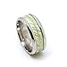 Glow in the Dark Blue Stainless Steel Wedding Band Ring Gold Inlay - Ginger Lyne Collection