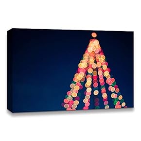 Canvas Wall Art Christmas Tree Celebration Painting Artwork for Home Prints Framed - 12x18 inches