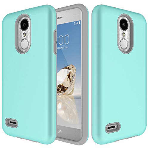 LG Zone 4 Case, LG Phoenix 4, LG Aristo 3/2/Plus, LG Tribute Empire/Dynasty SP200,LG Fortune 2,LG Risio 3,LG K8 (2018) Case,Yiakeng Dual Layer Shockproof Wallet Hard Phone Cases Full Cover (Mint)