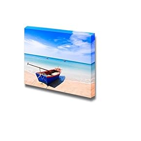 Canvas Prints Wall Art - The Rowboat on The Chao Lao Beach Beach Thailand. | Modern Wall Decor/Home Decoration Stretched Gallery Canvas Wrap Giclee Print. Ready to Hang - 12" x 18"