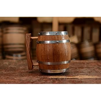 wooden barrel mugs
