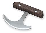 Sammons Preston Rocker Knife with Wooden Handle, Rocking Knife for Disabled, Rolling T Knife with Curved Blade, Adaptive Equipment with Good Grip for Amputee, Handicapped, 4