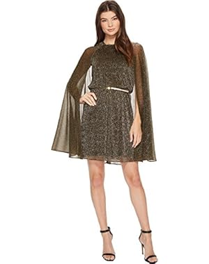 Womens Belted Glitter Cape Dress CD7A22AM
