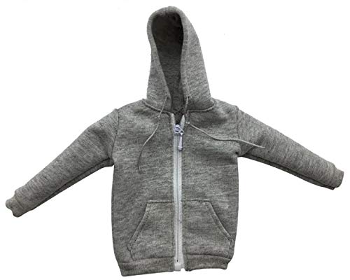 Studio one 1/6 Scale Men Gray Zip Up Hoodie Sweatshirt for 12 Inch Action Figures Models Doll