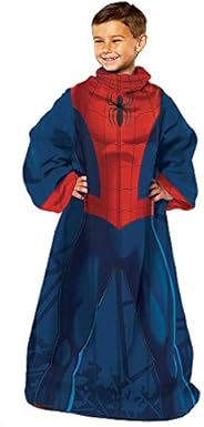 Marvel Comfy Throw Blanket with Sleeves, Youth-48 x 48 Inches, Spider man