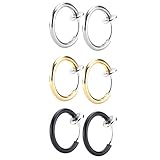 Charisma Stainless Steel Gothic Clip on Non-piercing Hoops Fake Nose Lip Ear Rings Piercing