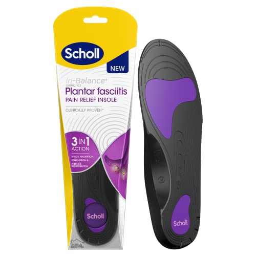 Scholl - Solette ortopediche per fascite plantare, per uomini e donne, aiutano ad alleviare il dolore da fascite plantare, inserti ortopedici di supporto per l'arco plantare, fastidio e pressione al