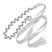 E-Clover Crystal Silver Leaf Satin Bridal Sash Wedding Belt for Bride, Bridesmaid (Off White)