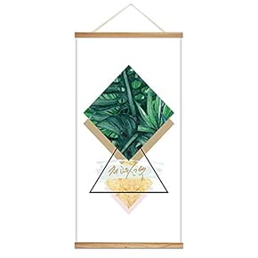 Hanging Poster Wooden Framed Beautiful Leaves Theme Home Wall Canvas Prints Ready to Hang - 18"x36"
