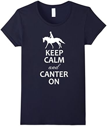 Women's Horse Riding t-shirt -Keep Calm and Canter On shirt Small Navy