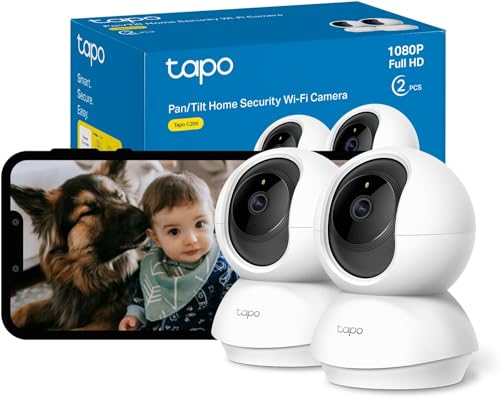 1080P Camera Interieur WiFi 360° Connectée Lot de 2,C200P2