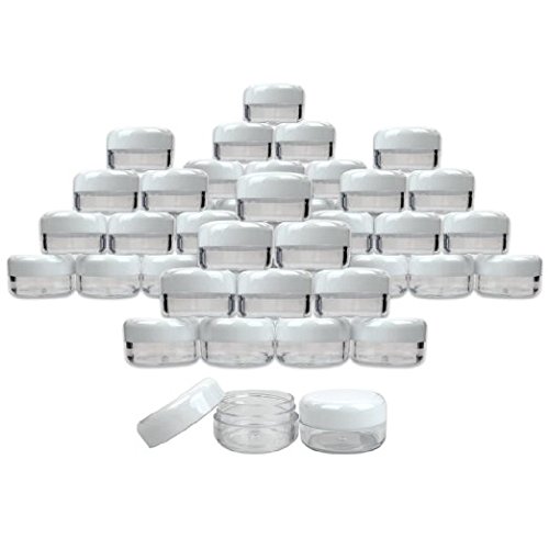 (Quantity: 200 Pieces) Beauticom 5G/5ML High Quality Round Clear Jars with White Lids for Lotion, Creams, Toners, Lip Balms, Makeup Samples - BPA Free