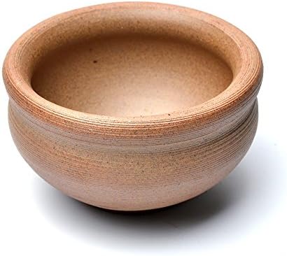 COOLSKY 5 Inch Round Ceramic Succulent Bowl Planter Bonsai Pot Classical Home and Garden Rough Pottery Flower Pots with Drainage Hole (with A Garden Tool Kit)