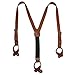CTM Men's Leather Button-End 1 Inch Suspenders