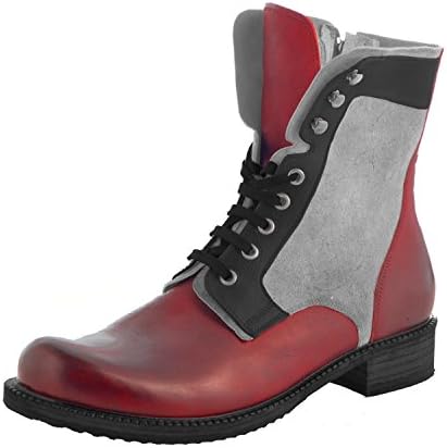 Genuine Leather and Suede High Top Men's Boots Red/Black/Gray - Badlands By Kristoff