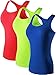 Neleus Women's 3 Pack Compression Athletic Tank Top for Yoga Running,Green,Blue,Red,XL,EUR Tag 2XL