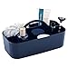 mDesign Plastic Portable Storage Organizer Caddy Tote - Divided Basket Bin with Handle for Bathroom, Dorm Room - Holds Hand Soap, Body Wash, Shampoo, Conditioner, Lotion - Large, 2 Pack - Navy Blue