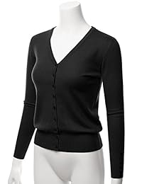 LALABEE - Cárdigan de manga larga con botones y cuello en V para mujer