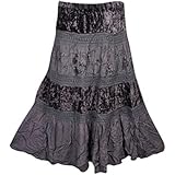 Mogul Womans Tiered Skirt Velvet Touch Rayon Boho Hippy Gypsy Medieval Skirts