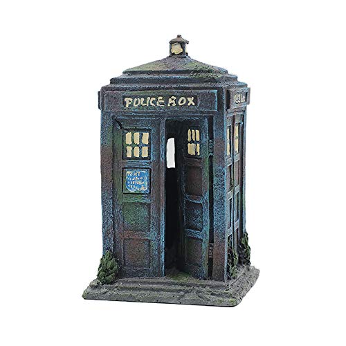 Aquarium Fish Tank Ornament Police Box Telephone Decorations For Fish and Shrimp To Cave Hideouts for Hiding Police One Size