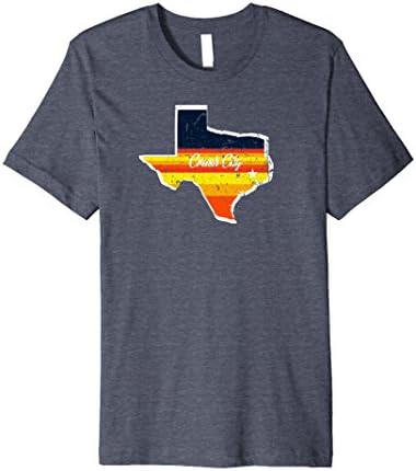 Mens "Crush City TX" Houston Vintage Rainbow Print Medium Heather Blue