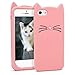 YONOCOSTA Compatible with iPhone 5 Case, iPhone 5S Case, iPhone SE Case, Fashion Cute 3D Cartoon Whisker Cat Kitty Soft Silicone Gel Rubber Bumper Case Cover