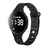 iGANK Fitness Tracker Watch, T6A Non-Bluetooth Smart Bracelet Walking Pedometer Watch Step Counter/Calorie Burned/Distance/Alarm/Stopwatch for Kids Men Women (Black)