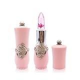 Flower Crystal Jelly Lipstick Color Changing Lip Gloss, Staron Magic Temperature Change Long Lasting Moisturizer Bright Makeup Lip Stick with Flower Cheap (F)