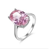 LRGKMCWTOB Women Fashion 925 Silver Oval Cut Pink Topaz Gemstone Ring Wedding Jewelry Size 6-10