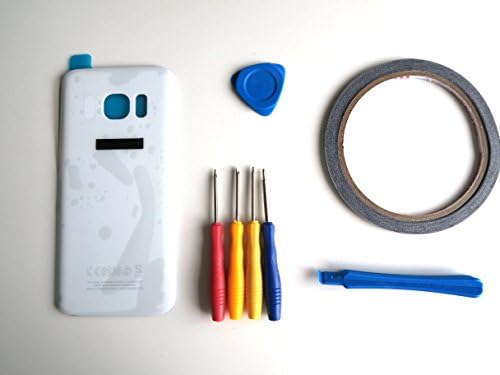 Glass Rear Panel Replacement Battery Back Door Cover For Samsung Galaxy S7 White+Tools (Double-sided adhesive is Also included)