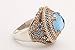 Turkish Handmade Jewelry Round Shape London Blue and Round Cut Topaz 925 Sterling Silver Ring Size Options