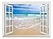 wall26 Removable Wall Sticker/Wall Mural - Beautiful Blue Caribbean Sea Beach | Creative Window View Home Decor/Wall Decor - 36
