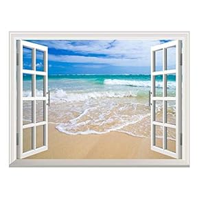 Christmas Santa Wall Mural (36"x48", Beautiful Blue Caribbean Sea Beach)