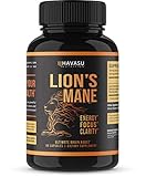 Havasu Nutrition Lion's Mane Mushroom Capsules - Energy Boosting, Brain Booster Mushroom Supplement - 1000mg, Non GMO - Stress Relief, Immune System Booster - Wellness Formula, 60 Capsules