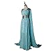Xfang Women's Chiffon dress Halloween Cosplay Costume Blue Long Train Dress (L)