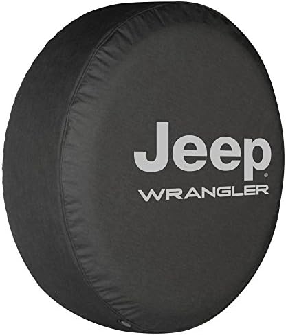 30" Jeep Wrangler Tire Cover - (Black Denim Vinyl) - Silver Print - Made in the USA