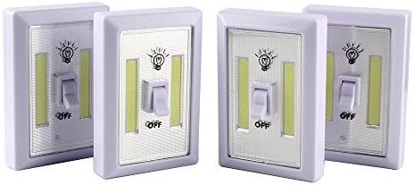 FrideMok LED Night Light Cordless COB LED Emergency Light Switch 200 Lumen Battery Operated Multi-Use Self-Stick For Kids Room Adults 4 Pack（Battery not Included）