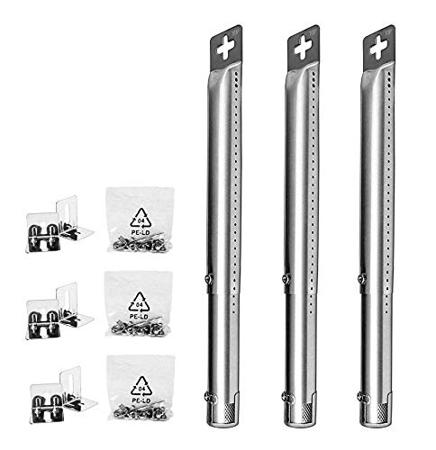 LOKHING 001 Universal BBQ Gas Grill Replacement Stainless Steel Adjustable Tube Burners for FirePlus Fire Mountain Campingaz and Other Model Grills (29.5 to 44.5 CM, 3 pack)