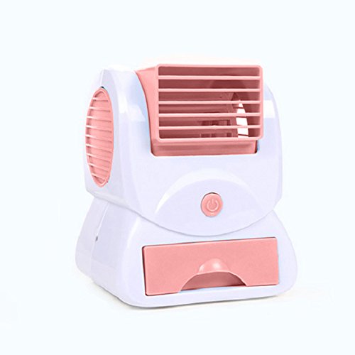 Yikey Mini Leafless Small USB Fan Cooling Portable Desktop Dual Bladeless Air Conditioner (Pink)