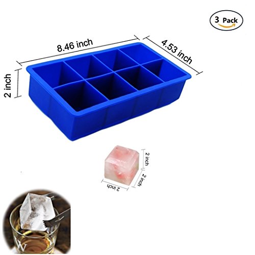 Large Ice Cube Maker Silicone Trays 3 Value Pack, Flexible Rubber Ice Molds 2 Inch for Chilling Whiskey Cocktail Bourbon, Easy Pop Release Candy Chocolate Molds for Popsicle or Dog Treats - Thumbnail 6