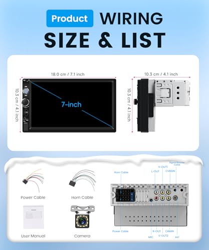 Wireless Carplay Car Radio 1 Din with You-Tube Android Auto, 7 Inch Touch Screen Car Radio with iOS/Android Mirror Link Bluetooth FM Radio USB/EQ Steering Wheel Control Rear Camera