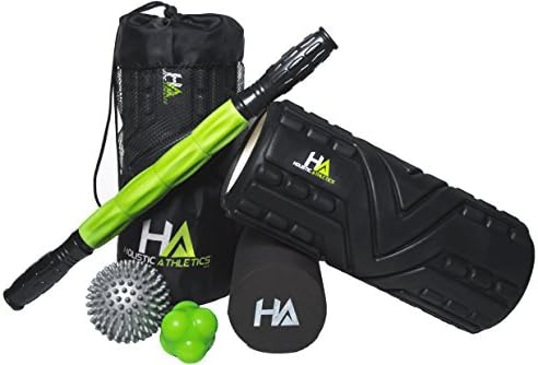 ULTIMATE Massage Bundle of 5 - Two - 13" Massage Foam Roller, 18.9" Massage Stick, 9cm Spiky Massage Ball, 6.5cm Foot Massage Ball. Includes FREE Travel Bag!