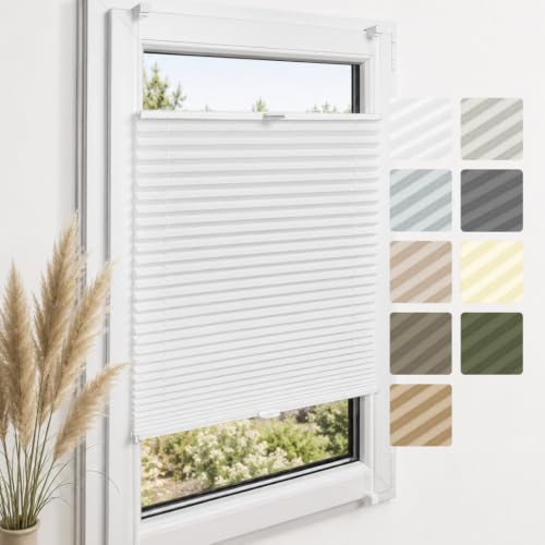 Home-Vision Premium Plissee ohne Bohren Klemmfix Weiß B130 x H100cm