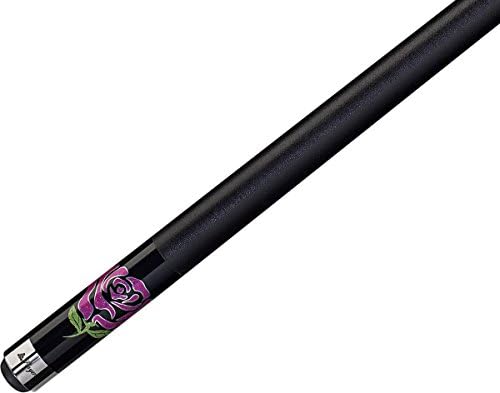 Players Flirt F-2770 Midnight Black with Fuchsia Glitter Rose and Metallic Flames Cue