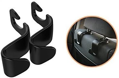 Car Hooks - Headrest Hooks - Creates Storage Space - Organize - Prevent Spills - Universal Fit for All Cars - Dual Hooks - Hang Groceries, Bags, Clothes, Purses, Supplies (4)