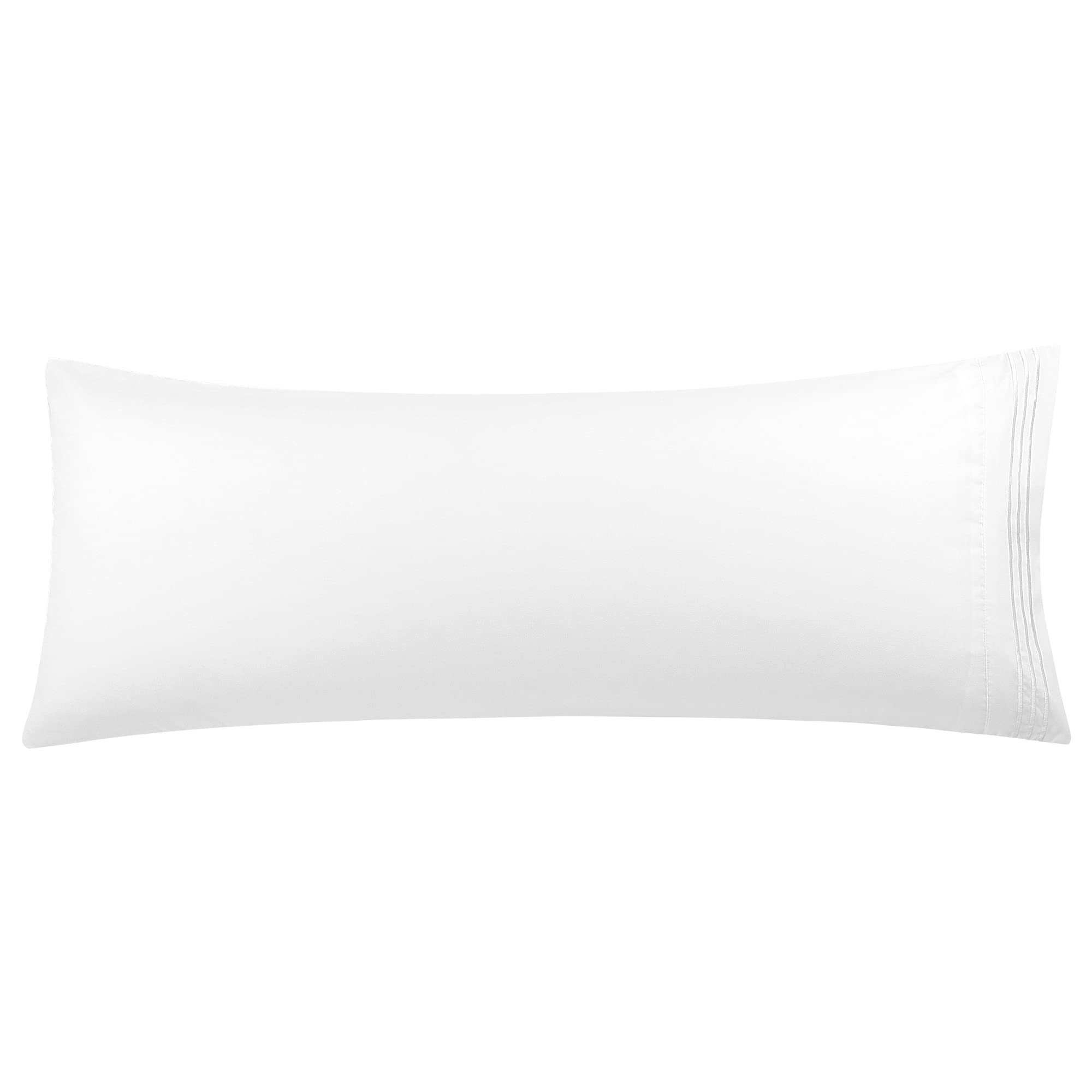 PiccoCasa Bolster Pillow Case Embroidery Brushed Microfiber Body Pillow Cover Case Envelop Closure Soft & Breathable for Long Pillow White 20"x54" (4ft 6in)